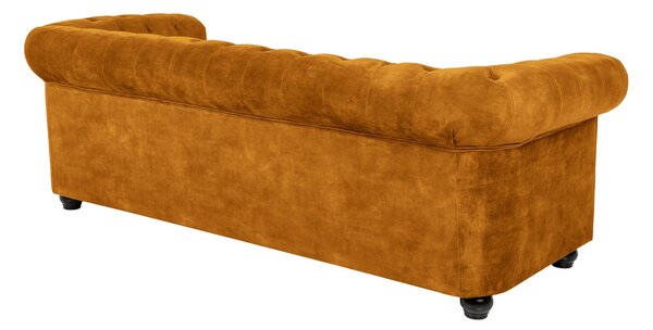 Pohovka CHESTERFIELD 3M 205 CM tmavě žlutá samet Nábytek | Obývací pokoj | Sedací soupravy a pohovky | Pohovky | Pevné