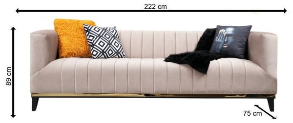 Hanah Home Třímístná pohovka Bellino 222 cm béžová
