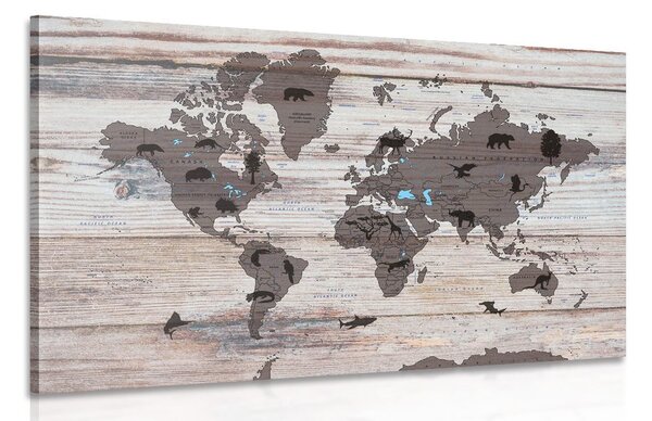 Obraz mapa na dřevěném podkladu