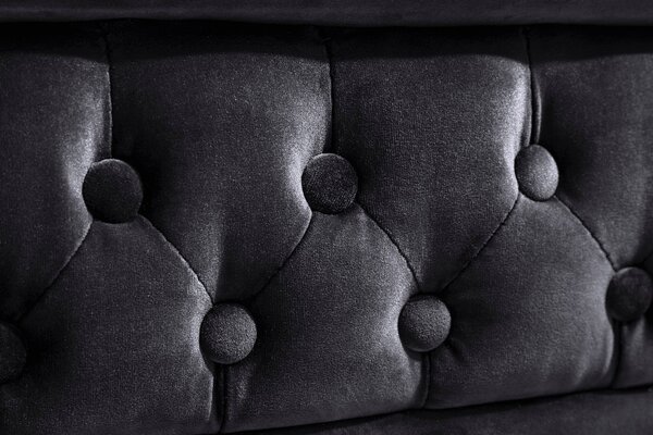 Pohovka CHESTERFIELD 3M 205 CM černá samet Nábytek | Obývací pokoj | Sedací soupravy a pohovky | Pohovky | Pevné