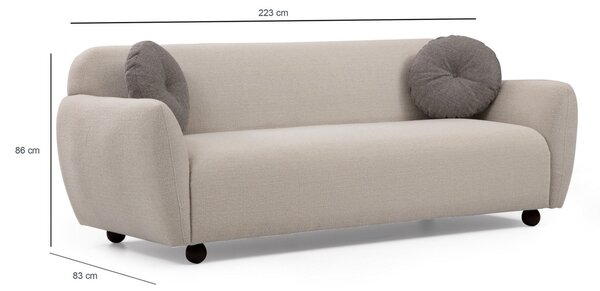 Hanah Home Třímístná pohovka Eddy 223 cm krémová
