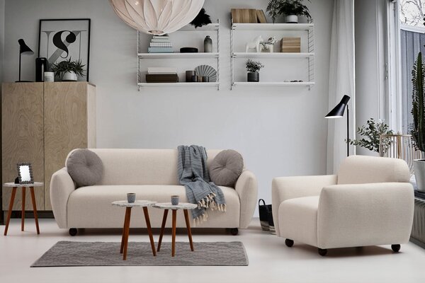 Hanah Home Třímístná pohovka Eddy 223 cm krémová