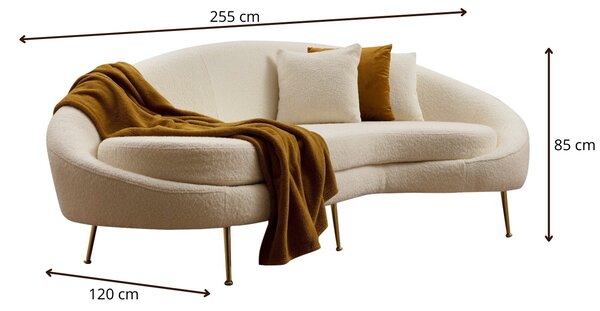 Hanah Home Třímístná pohovka Eses 255 cm boucle krémová pravá