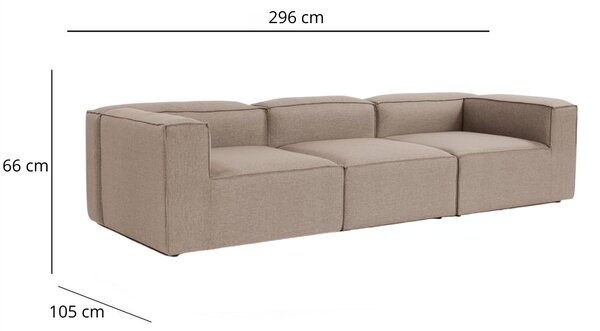 Hanah Home Třímístná pohovka Fora 296 cm hnědá