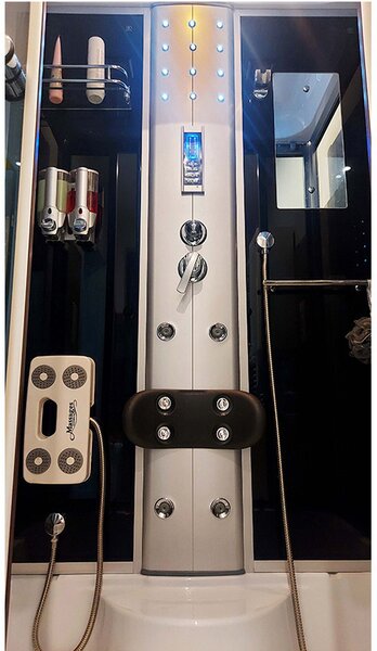 BPS-koupelny Hydromasážní box HYD-O77B 120x85 SA Černý, se saunou