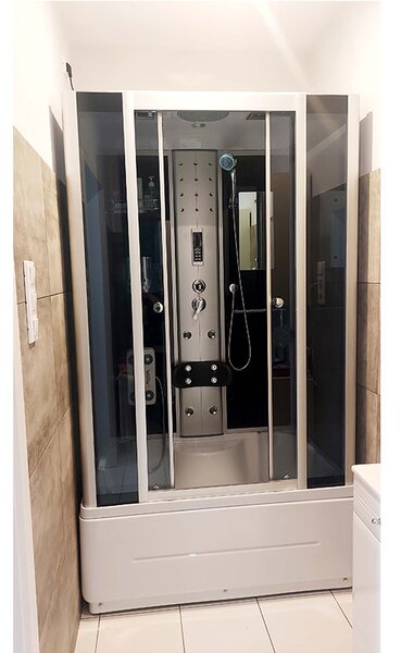 BPS-koupelny Hydromasážní box HYD-O77B 120x85 SA Černý, se saunou
