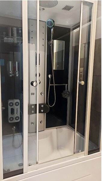 BPS-koupelny Hydromasážní box HYD-O77B 120x85 SA Černý, se saunou