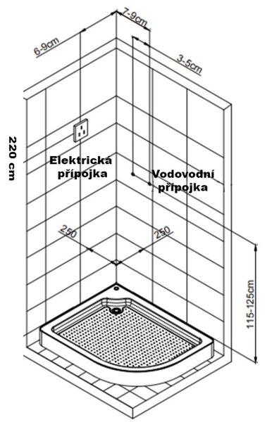 BPS-koupelny Hydromasážní box HYD-Michele 120 P, 120x85 pravý bez sauny