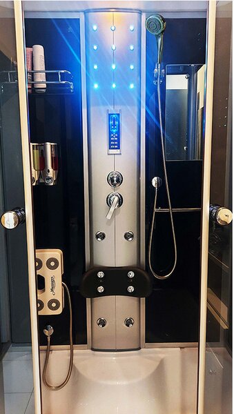 BPS-koupelny Hydromasážní box HYD-O77B 120x85 SA Černý, se saunou