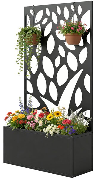 Outsunny vyvýšený kovový truhlík s ochranným panelem a mříží, 61 × 23 × 113 cm | Aosom
