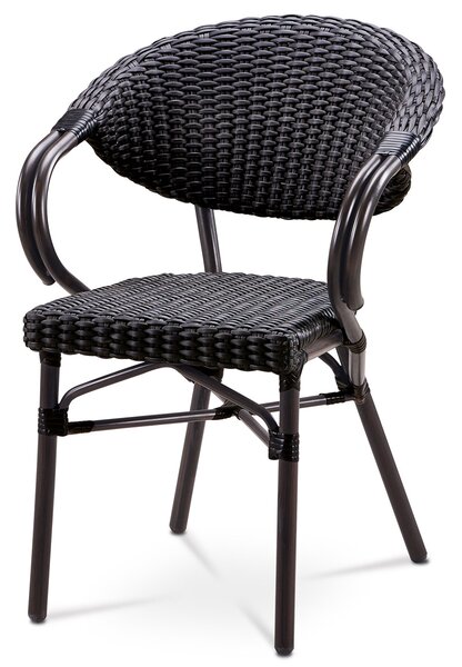 Zahradní židle, kov hnědý, ratan černý AZC-130 BK
