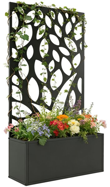 Outsunny vyvýšený kovový truhlík s ochranným panelem a mříží, 61 × 23 × 113 cm | Aosom