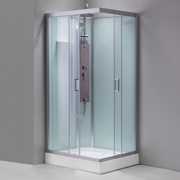 BPS-koupelny Hydromasážní box HYD-AL120 pravý, 120x80 cm, kartáčovaný chrom/transparent