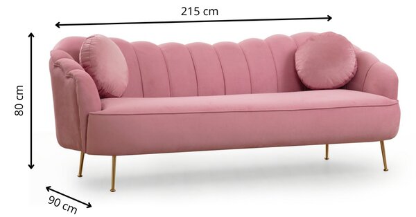 Hanah Home Třímístná pohovka Istiridye II 215 cm růžová