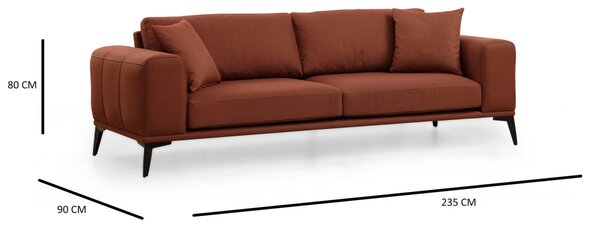 Hanah Home Třímístná pohovka Kenzo 235 cm cihlová