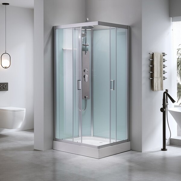 BPS-koupelny Hydromasážní box HYD-AL120 pravý, 120x80 cm, kartáčovaný chrom/transparent