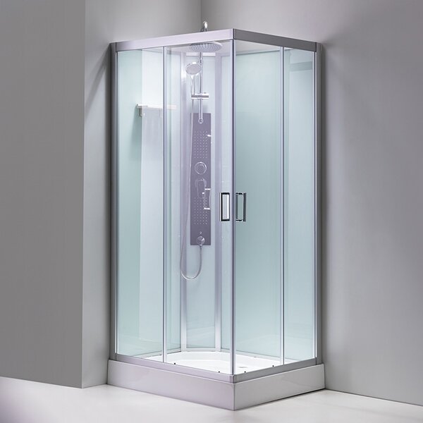 BPS-koupelny Hydromasážní box HYD-AL120 pravý, 120x80 cm, kartáčovaný chrom/transparent