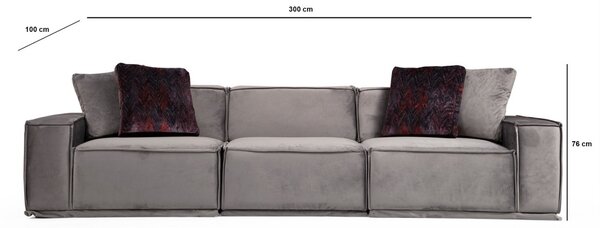 Hanah Home Třímístná pohovka Lego 300 cm šedá