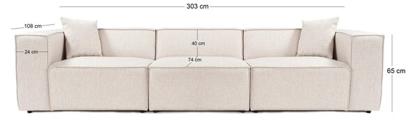 Hanah Home Třímístná pohovka Lora 303 cm béžovo-hnědá