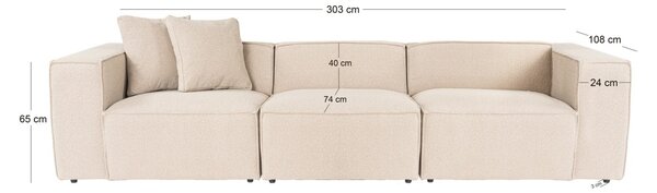 Hanah Home Třímístná pohovka Lora 303 cm broskvová