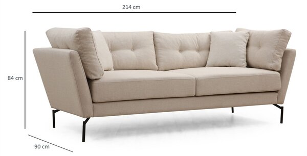 Hanah Home Třímístná pohovka Mapa 214 cm krémová