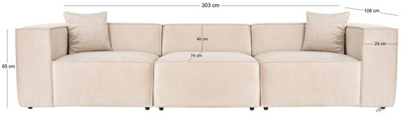 Hanah Home Třímístná pohovka Lora 303 cm krémová