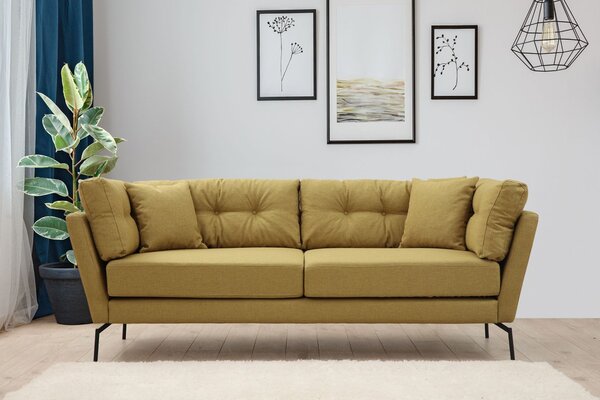 Hanah Home Třímístná pohovka Mapa 214 cm žluto-zelená