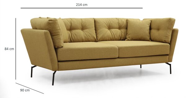 Hanah Home Třímístná pohovka Mapa 214 cm žluto-zelená