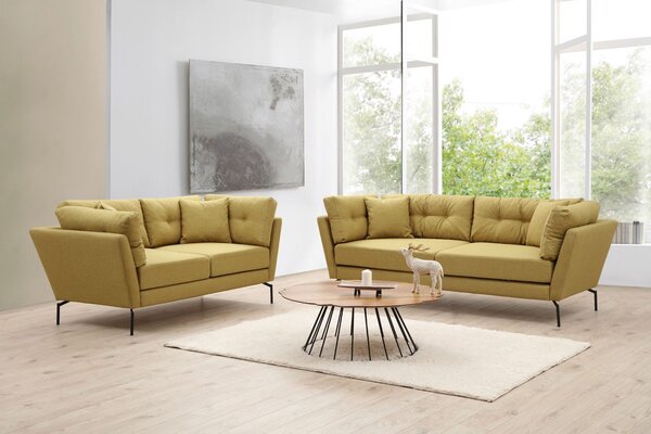 Hanah Home Třímístná pohovka Mapa 214 cm žluto-zelená