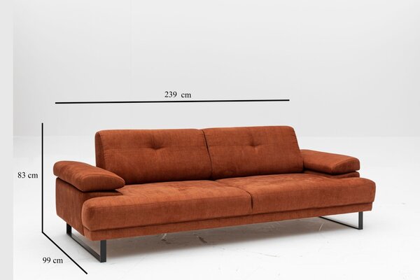 Hanah Home Třímístná pohovka Mustang 239 cm oranžová