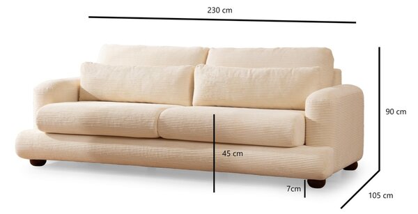 Hanah Home Třímístná pohovka River 230 cm béžová