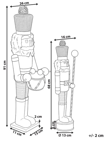 Sada 2 sošek KOLARI 68/91 cm Louskáček Hnědá