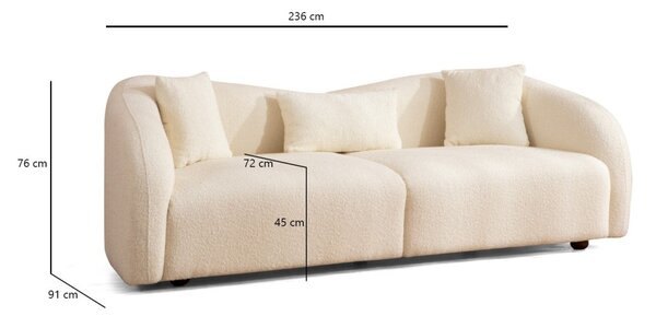 Hanah Home Třímístná pohovka Venedik 236 cm krémová
