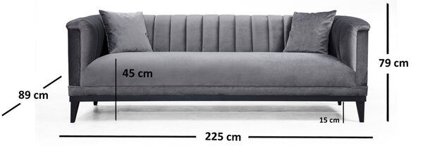 Hanah Home Třímístná pohovka Trendy 225 cm tmavě šedá