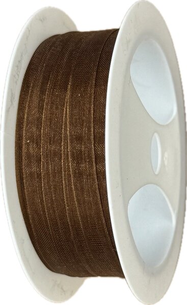 Stuha organzová Beauty Organdy – Chocolate Brown čokoládově hnědá 7mm x 5m (4,-Kč/m)