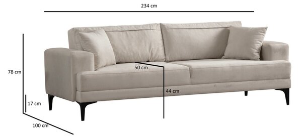 Hanah Home Třímístná rozkládací pohovka Astana 234 cm ecru