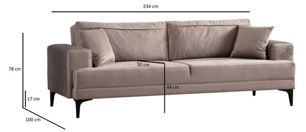 Hanah Home Třímístná rozkládací pohovka Astana 234 cm béžová
