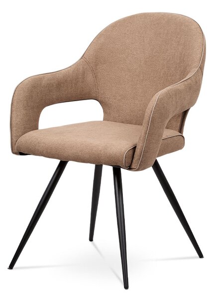 Jídelní židle - cappuccino látka, kovová podnož, černý matný lak HC-031 CAP2