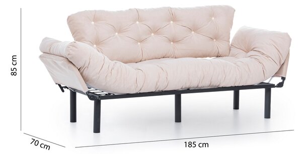 Hanah Home Třímístná rozkládací pohovka Nitta 185 cm krémová