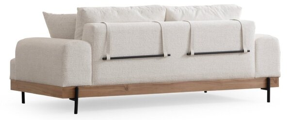 Hanah Home Třímístní pohovka Eti 220 cm bílá/dub přírodní
