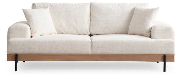 Hanah Home Třímístní pohovka Eti 220 cm bílá/dub přírodní