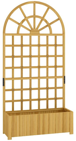 Outsunny dřevěný truhlík s mřížkou — velký vyvýšený venkovní záhon pro popínavé rostliny s odtokovými otvory, 90 × 30 × 180 cm | Aosom