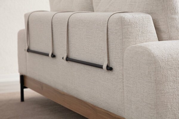 Hanah Home Třímístní pohovka Eti 220 cm bílá/dub přírodní