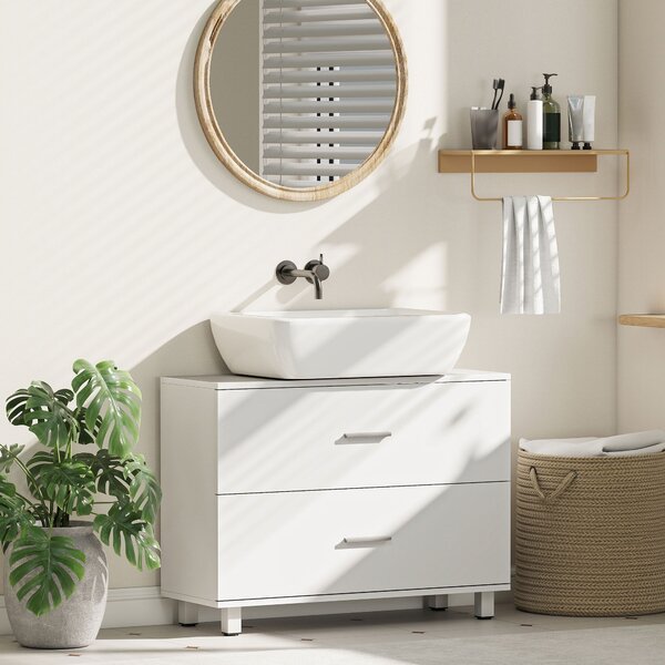 HOMCOM skříňka pod umyvadlo s 2 zásuvkami, moderní bílá, pro umyvadla bez podstavce — 80 x 30 x 60 cm | Aosom