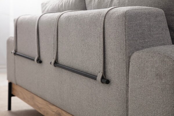 Hanah Home Třímístní pohovka Eti 220 cm šedá/dub přírodní