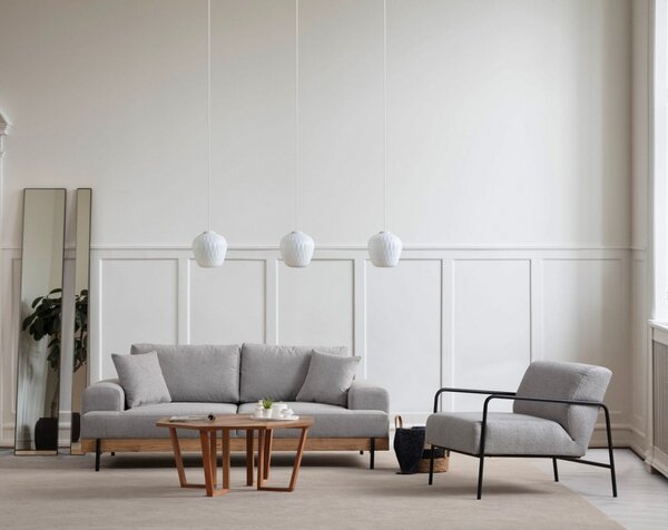 Hanah Home Třímístní pohovka Eti 220 cm šedá/dub přírodní