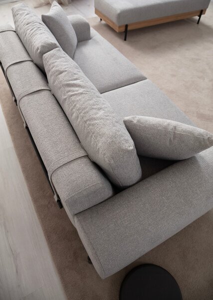 Hanah Home Třímístní pohovka Eti 220 cm šedá/dub přírodní