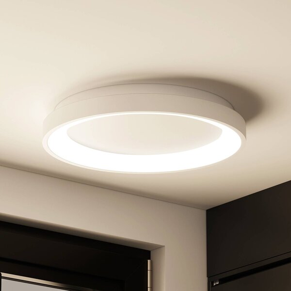 Arcchio LED stropní svítidlo Vivy, Ø 38 cm, bílé, kovové, stmívatelný, Bílá / opál, Kuchyň, kov, Moderní