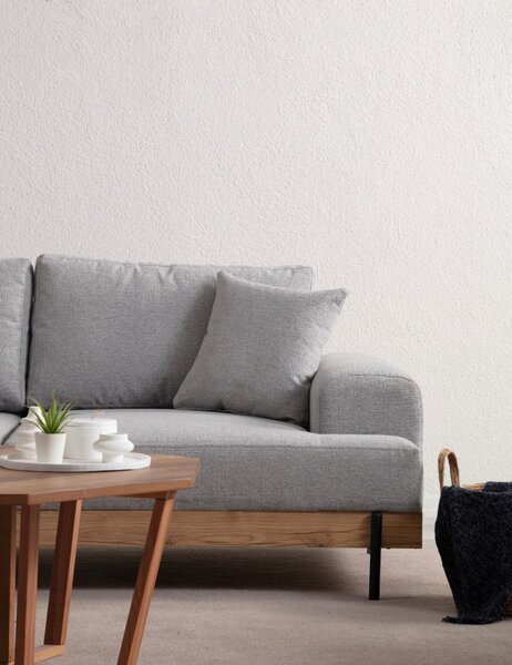 Hanah Home Třímístní pohovka Eti 220 cm šedá/dub přírodní