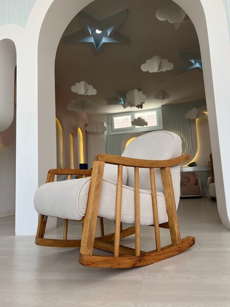 Hanah Home Dětské houpací křeslo Kleamini bílé/hnědé